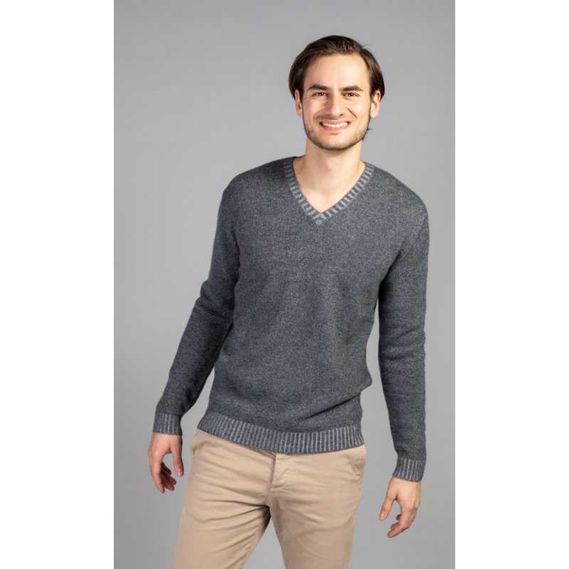 Pullover V-Ausschnitt anthrazit-light gray M